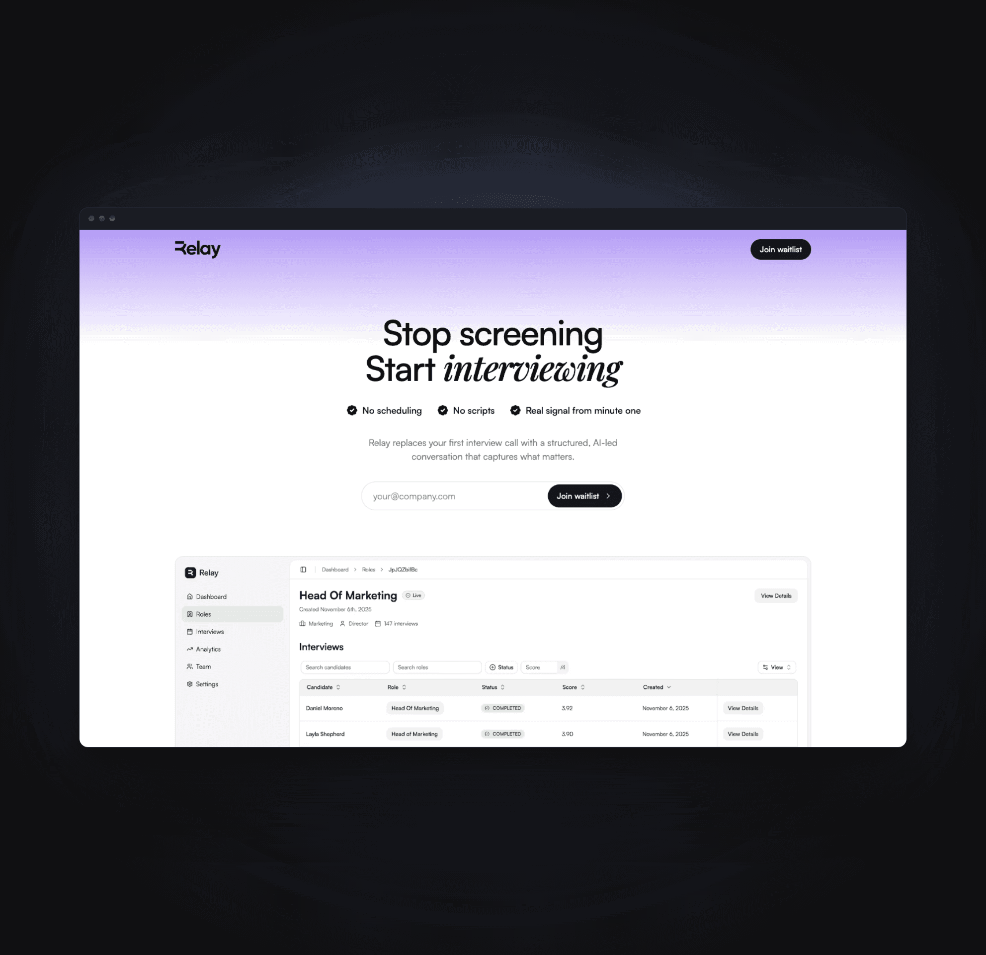 Relay: Replacing the First Interview with AI
